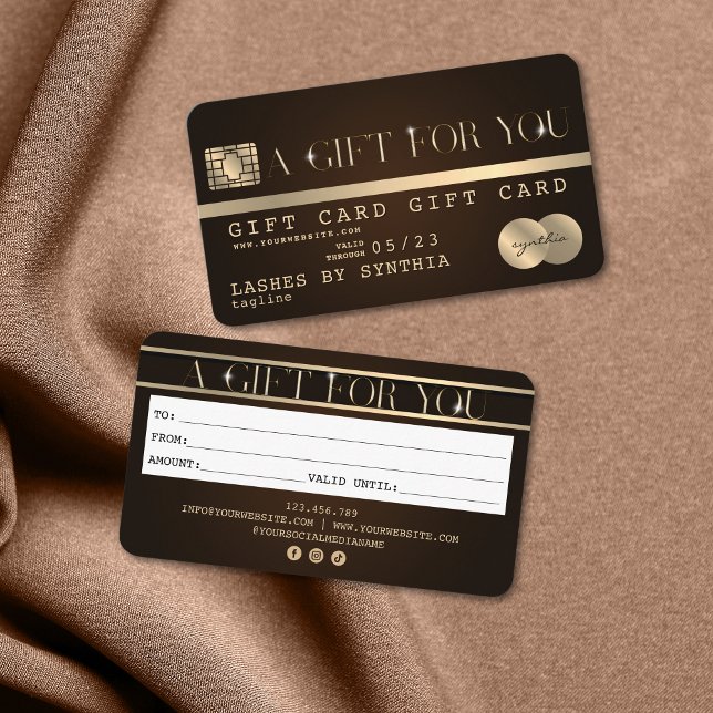 Modern Chic Credit Card Gift Card Certificate  (modern brown gold credit card gift voucher)