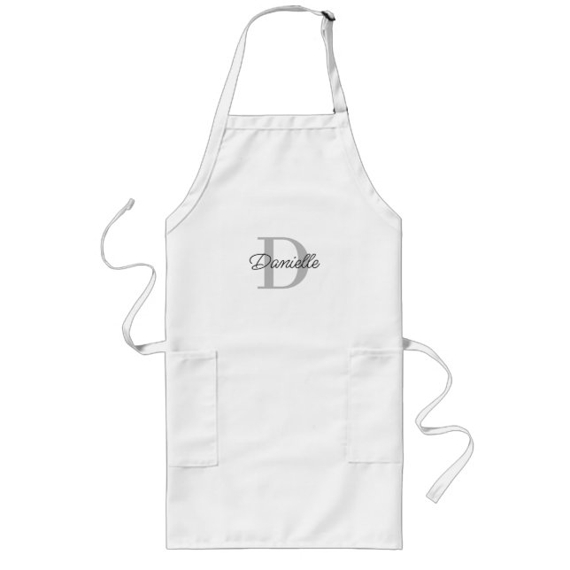 Modern Chic Custom Name Monogram Simple Typography Long Apron (Front)