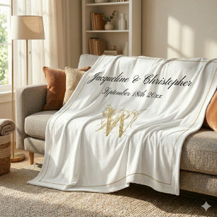 Modern Chic Custom Newlywed Keepsake Monogram Fleece Blanket
