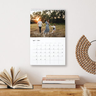Modern Chic CUSTOMIZABLE COLOR Script Photo Calendar