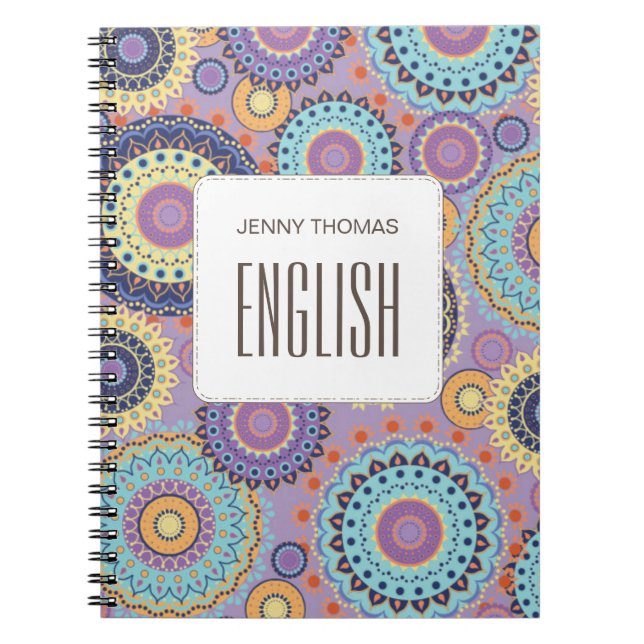 Modern Chic Cute Trendy Colourful Pattern Class No Notebook (Front)