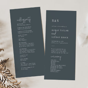 Modern Chic Dark Navy Blue Flat Wedding Program Programme