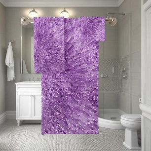 Modern, chic design in purple with glitter effect bath towel set