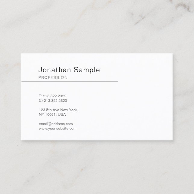 Modern Chic Design Minimalistic Plain Trendy Luxe Business Card (Front)