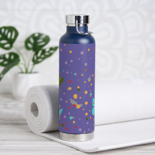 Modern Chic Dots & Butterfly Purple Water Bottle