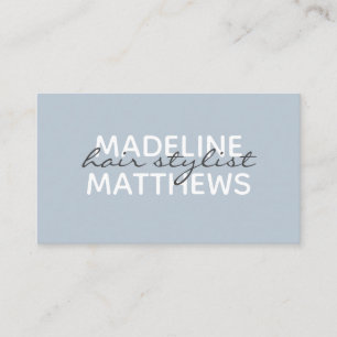 Modern Chic Dusty Blue Hair Stylist Script Name Business Card
