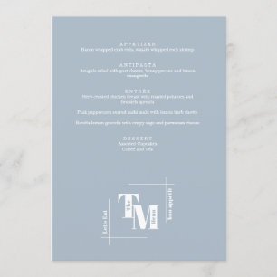 Modern Chic Dusty Blue Minimal Wedding Thank You Menu