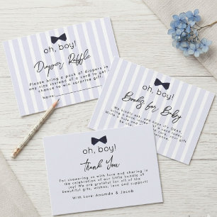 Modern Chic Dusty Blue Oh Boy Bow Thank You Enclosure Card