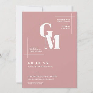 Modern Chic Dusty Pink Boho Wedding QR Code Photo Invitation