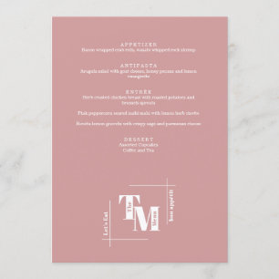 Modern Chic Dusty Pink Minimal Wedding Thank You Menu