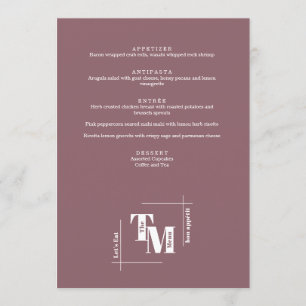 Modern Chic Dusty Purple Minimal Wedding Thank You Menu