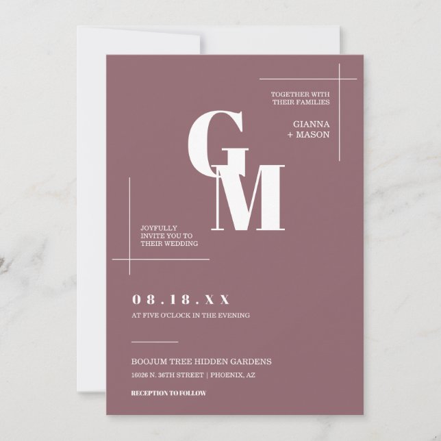 Modern Chic Dusty Purple Wedding QR Code Photo Invitation (Front)