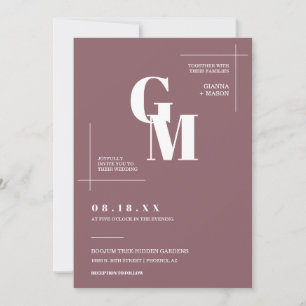Modern Chic Dusty Purple Wedding QR Code Photo Invitation