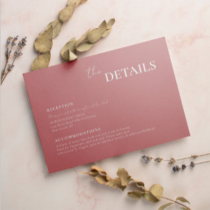 Modern Chic Dusty Rose Script Typography Wedding Enclosure Card