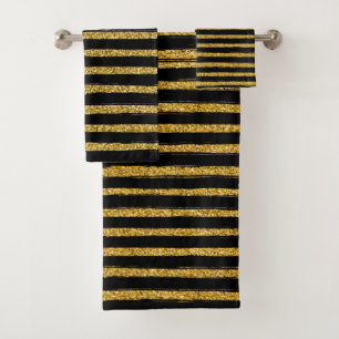 Modern chic elegant black and gold          bath t towel set