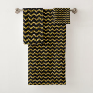 Modern chic elegant black and gold          bath towel set