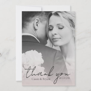Modern Chic Elegant Blush Pink Photo Wedding Thank You Card