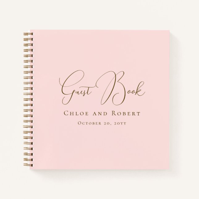 Modern Chic Elegant Blush Pink Wedding Guest Book (Front)