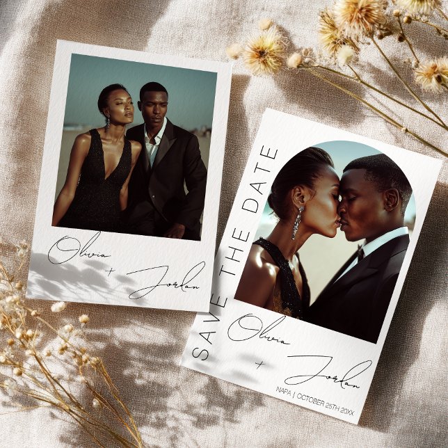 Modern chic Elegant Minimalist 2 photos wedding Save The Date (Modern chic Elegant Minimalist 2 photos wedding Save The Date)