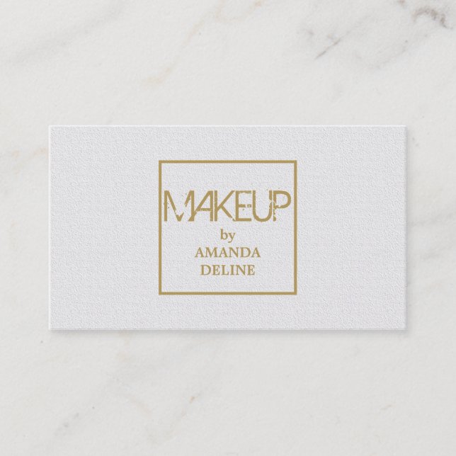 Modern Chic Elegant White Faux Gold Makeup Artist Business Card (Front)