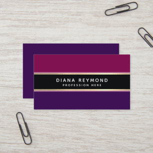 Modern Chic Elegant Wine, Black and Purple Business Card