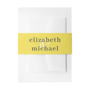Modern Chic Elegant Yellow Blue Belly Band Invitation Belly Band