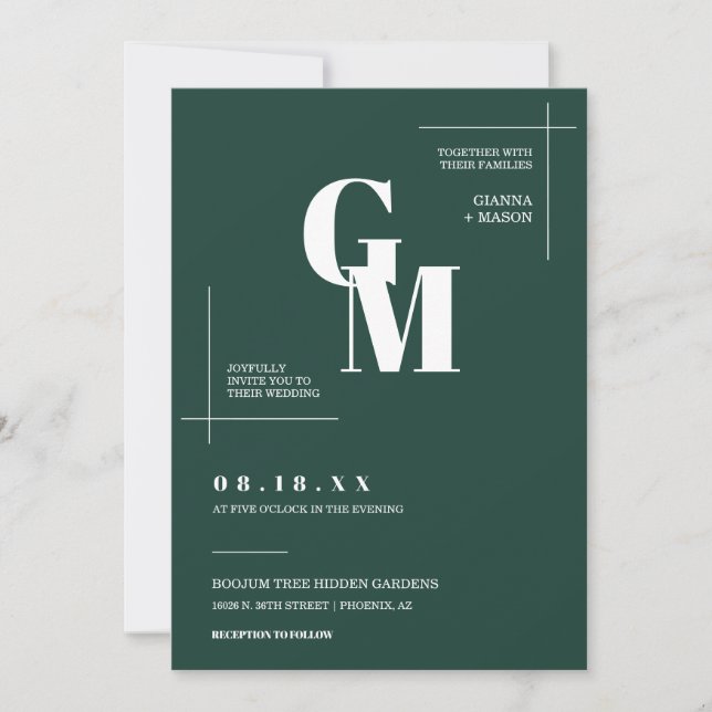 Modern Chic Emerald Green Wedding QR Code Photo Invitation (Front)
