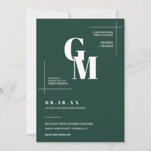 Modern Chic Emerald Green Wedding QR Code Photo Invitation