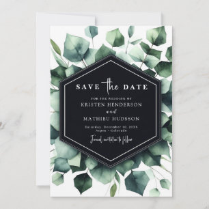 Modern Chic Eucalyptus Digital Wedding Save The Date