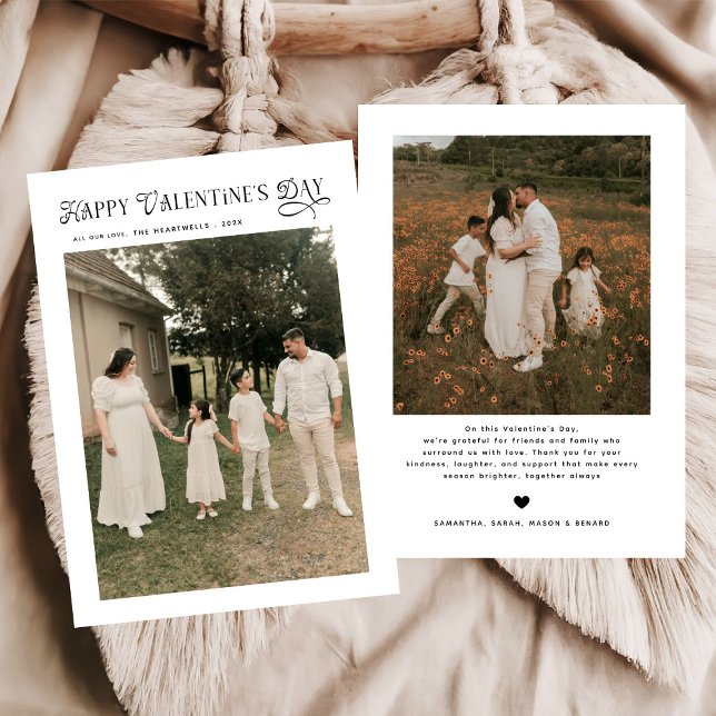 Modern Chic Family Photo Happy Valentines Day Holiday Card (Creator Uploaded)