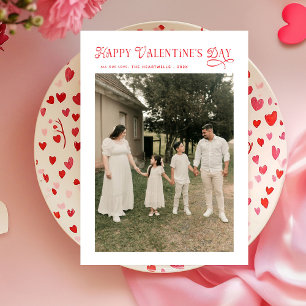 Modern Chic Family Photo Happy Valentines Day Holiday Card