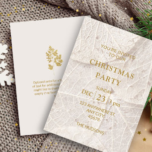 Modern Chic Faux Gold Leaf Christmas Party  Holiday Card