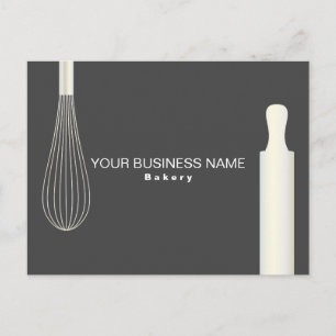 Modern Chic Faux White Gold Bakery Business Postcard