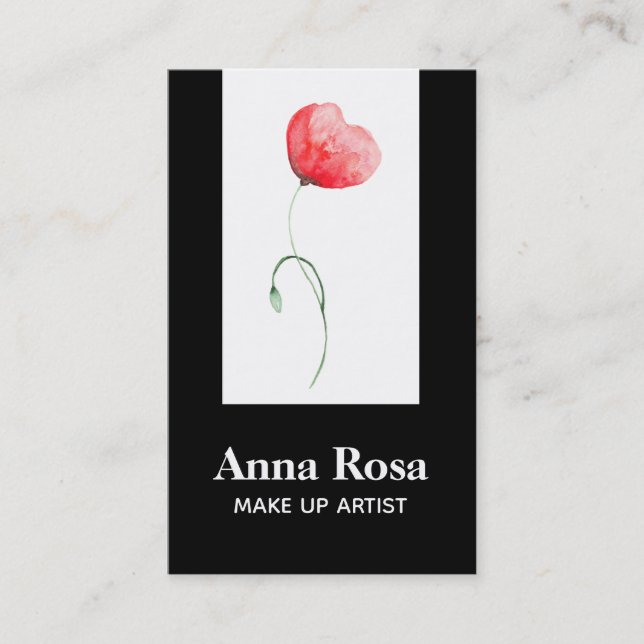 *~* Modern Chic Feminine Floral Elegant Red Poppy Business Card (Front)