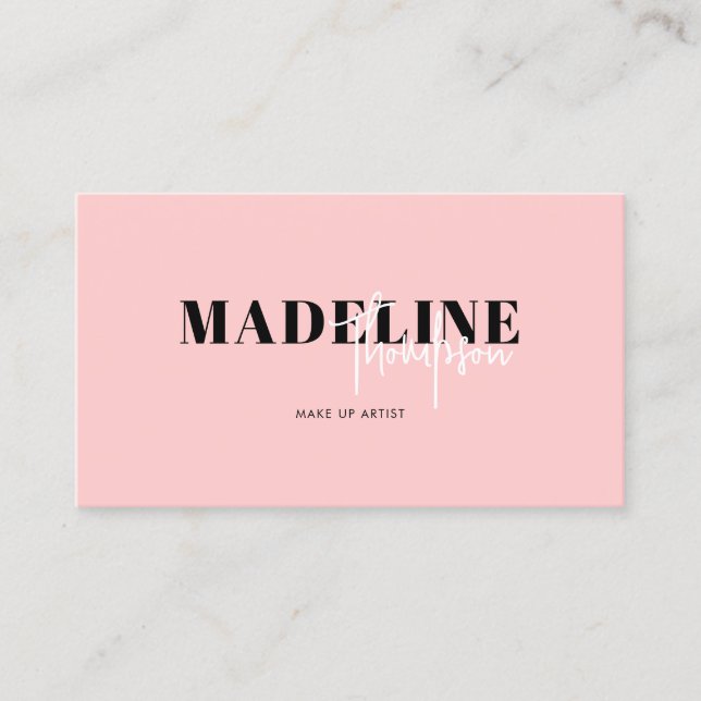 Modern Chic Flamingo Pink Feminine QR Code Business Card (Front)
