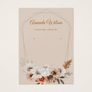 Modern chic Floral jewellery earring display card 