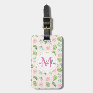 Modern Chic Floral Monogram Luggage Tag
