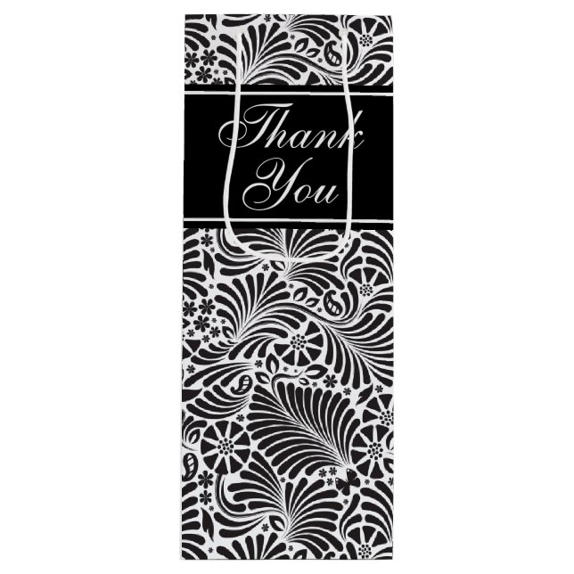 Modern Chic Floral Pattern Personalised Wine Gift Bag (Front)