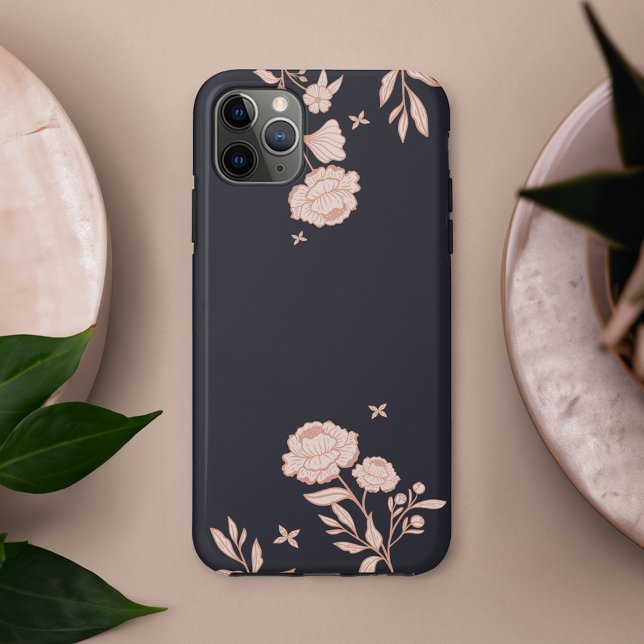 Modern Chic Floral Rose Botanical Navy & Pink Case-Mate iPhone Case (Modern Chic Floral Rose Botanical Navy & Pink Case-Mate iPhone Case)
