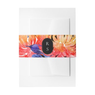 Modern Chic Floral Watercolor Bouquet Wedding Invitation Belly Band