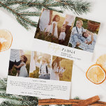 Modern Chic Foil Family Photo Collage Newsletter<br><div class="desc">This modern chic foil family photo collage newsletter holiday card is the perfect stylish holiday greeting. This simple boho design features classic sophisticated calligraphy in minimalist black and white with luxurious pressed foil accents. Personalise the card with 5 photos (2 on the front and 3 on the back), your family...</div>