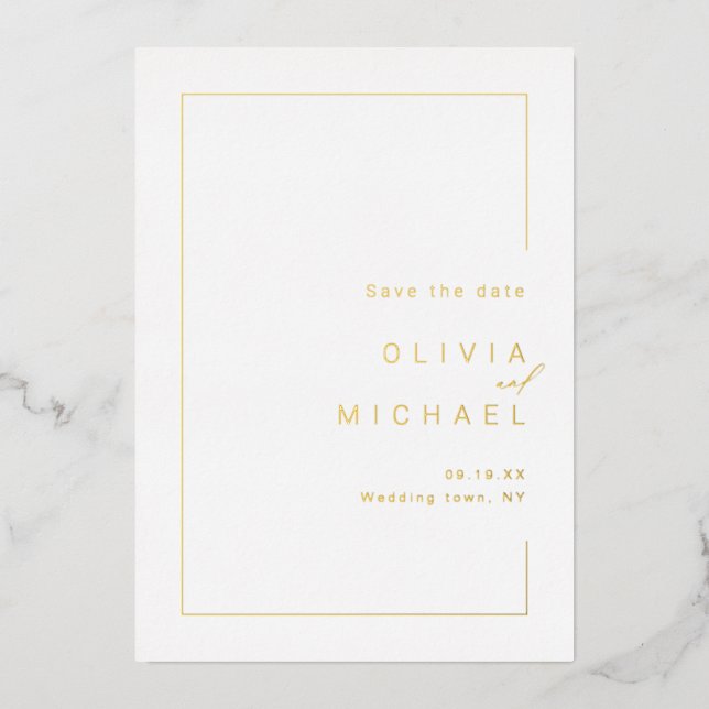 Modern chic frame minimalist photo save the date (Front)