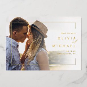 Modern chic frame minimalist photo save the date