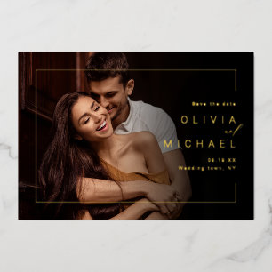 Modern chic frame minimalist photo save the date