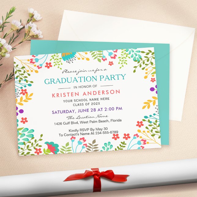 Modern Chic Fresh Floral Graduation Party Invitation (Creator Uploaded)