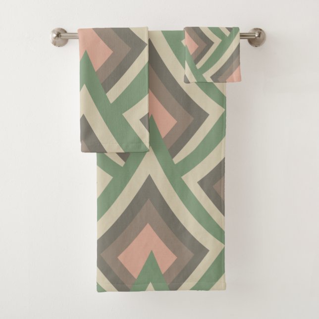 Modern Chic Geometric Pastel Colours Bath Towel Set (Insitu)