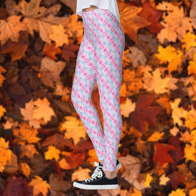 Modern chic geometric pink bicycle wheels pattern leggings (Creator Uploaded)