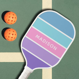 Modern Chic Girly Colour Block Personalised Name Pickleball Paddle