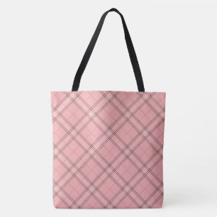 Modern Chic Girly Pink Tartan Plaid Check Pattern Tote Bag