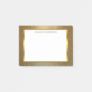 Modern chic glitter gold white personalised post-it notes